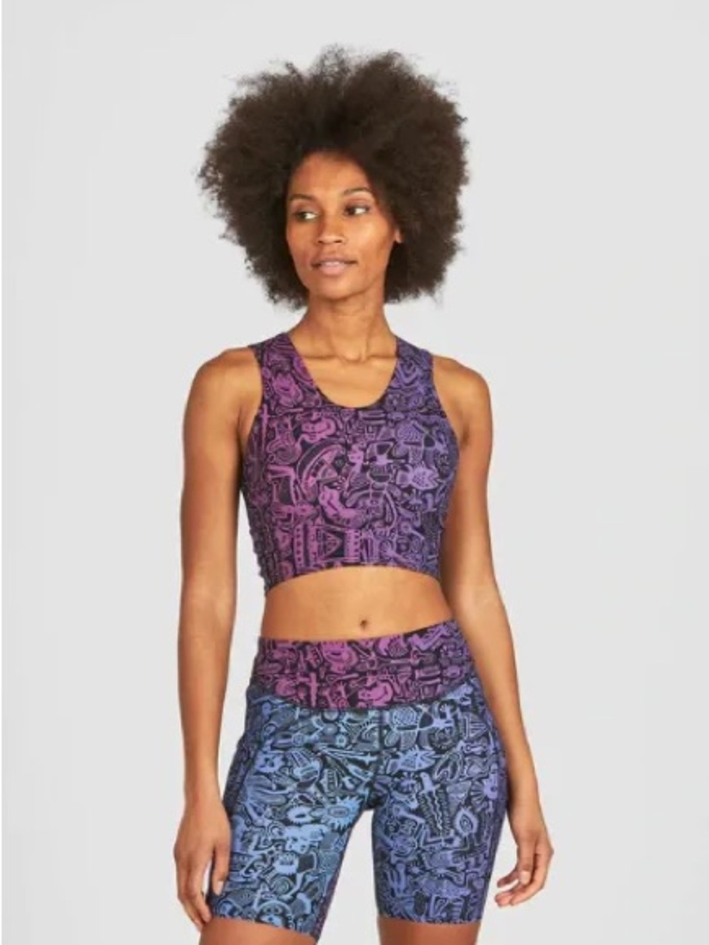 JANJi long bra, size M. Purple Batik